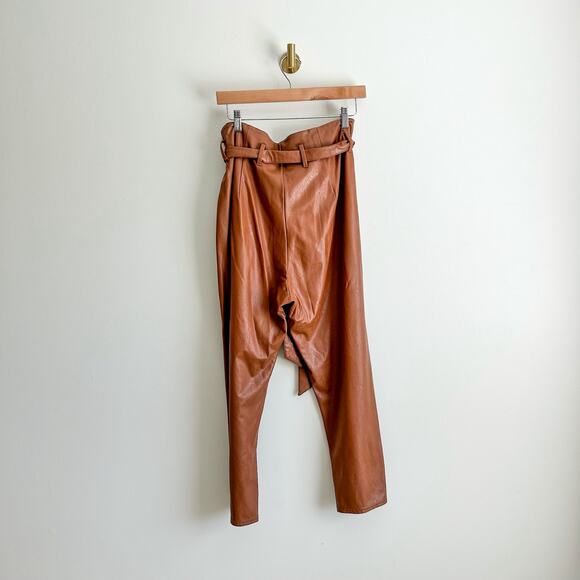 Commando Faux Leather Cropped Paper Bag Pants Brown M - Picture 3 of 5
